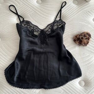Vintage Black Lace Trim Camisole